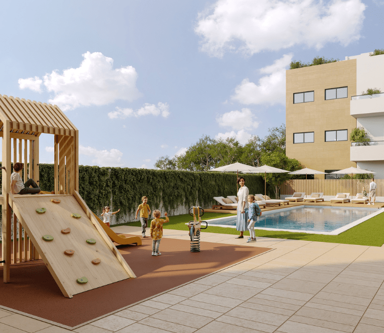 Zona de juego y piscina